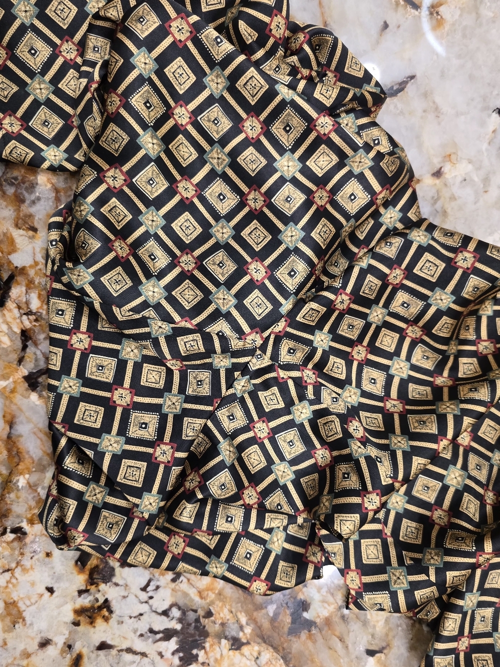 vintage Victoria's Secret pajama set black gold geometric pattern S - Picture 4 of 7